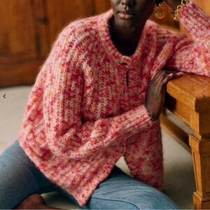 Sezane Emilie Pink Multi-Colored Women's Sweater